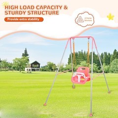 3-in-1 Toddler Swing Set, Indoor & Outdoor Baby Swing Heavy Duty Swing Set Pink