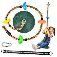 Tree Swing for Kids 330LB Capacity, Climbing Rope with Platforms and Green