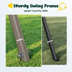 500lbs 7.5ft Large Metal Swing Set Heavy Duty Frame Kids Swing Set with 2 Swings