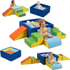 Soft Foam Climbing Blocks with Ball Pit, 6PCS Color Indoor Climbing Toys for Tod