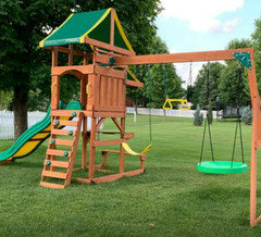 Backyard Discovery Cedar Wooden Swing Set Kids Outdoor 8 Ft Slide Playground …