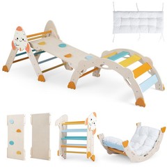 8-in-1 Climbing Toys for Toddlers with Triangle Ladder, Convertible Ramp, Indoor