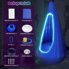 Light Up Kids Pod Swing Seat Max 260Lbs Sensory for with LED Blue