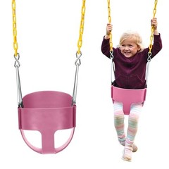 Heavy-Duty High Back Full Bucket Toddler Swing Seat | Coated Chains Fully Pink