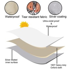 Beige 3-Seat Porch Swing Canopy Replacement 64×45″ Waterproof Sunshade Cover