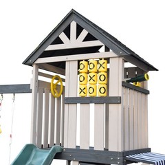 Large Wood Kid Swing Set Slide,Rock Wall,PlayKitchen Backyard Outdoor Playground