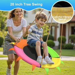 5-in-1 Kids Swing Set with Slide, Saucer, Trapeze & Basketball Hoop