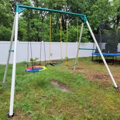 700lbs Large Metal Swing Set with 3 Swings Heavy Duty Frame Outdoor Kids Playset