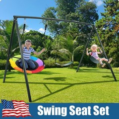 500lb 4 IN 1 Metal Swing Set for Outdoor Kids Adult w/3 Swings Heavy Duty Frame