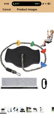 Tree Swing for Kids Climbing Rope Disc Swing with Platforms Black
