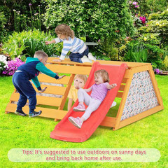 5 in 1 Indoor Jungle Gym Montessori Climbing Toys with Slide for Toddlers Wooden