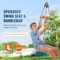Uimoso 52 ft Zip Line Kit for Kids Adult Trolley Slackers Zipline Up to 500 lb