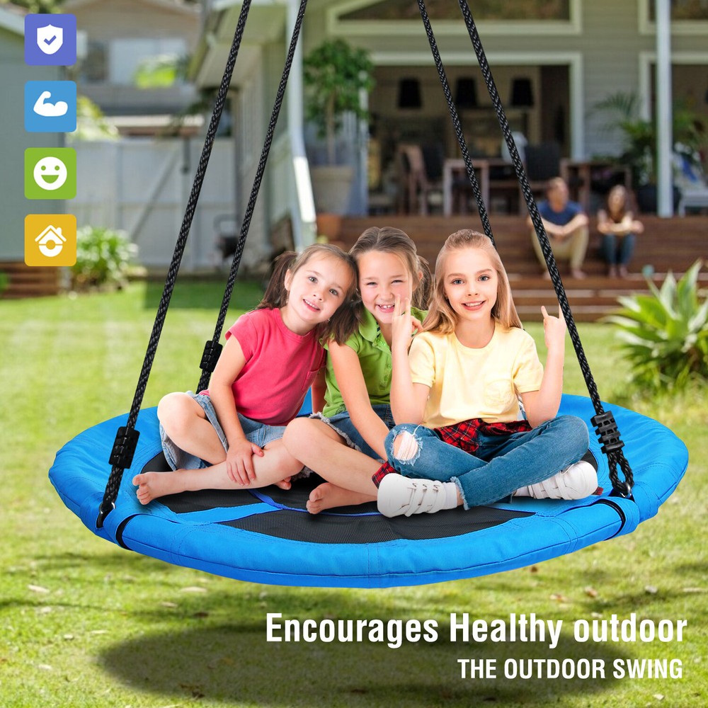 40 Inch Blue Saucer Tree Swing Set for Kids Adults Waterproof Flying Swing Seat