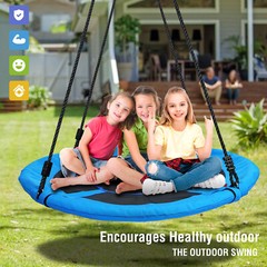 40” Round Saucer Tree Swing Flying Bed 700lb Outdoor Backyard Swingset for Kids