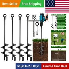 Ground Anchors Heavy Duty, Swing Set Anchor Kit 18 Inch 4 Pack Screw in Earth…