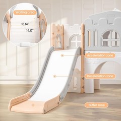8 In 1 Toddler Slide & Climber Set Pink-Gray Indoor Outdoor Playground for Kids
