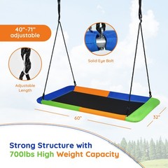 Goplus Outdoor 700lb Giant 60″ Platform Tree Swing w/ 2 Hanging Straps