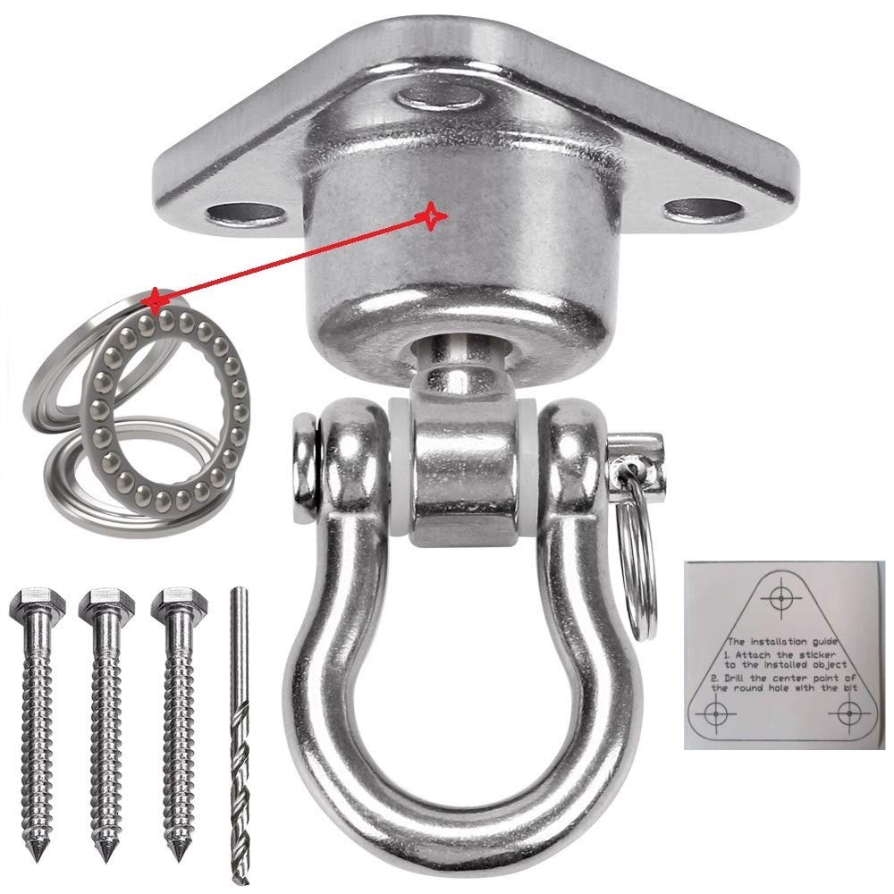 9M Stainless Steel Hanger with Smooth Swing Bearings, Heavy Large, Silver