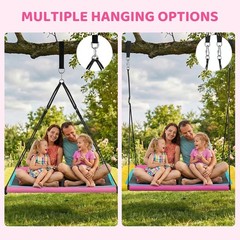 60” Rectangle Platform Tree Swing for Kids and Adults, Giant Flying Swing