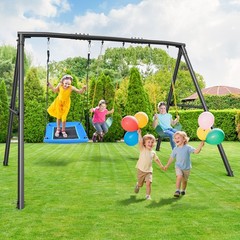 600lb Metal Swing Set Heavy Duty Swings for Kids & Adult Play with Three Swings