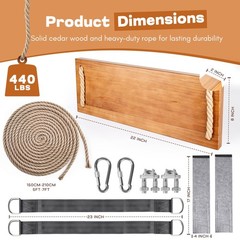 Heavy-Duty Cedar Outdoor Tree Swing for Adults/Kids, 440lb, Adjustable Rope