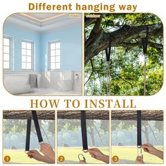 2 Pcs Wood Swing Seat Carbonized Hanging Wood Tree Swing with Adjustable Rope…