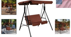Solid Steel Patio Swing with Adjustable Canopy