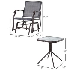 3-Pc Porch Glider Set: Powder-Coated Steel Frames, Cool Mesh Seats, 352lbs/Seat