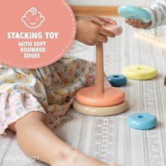 Play Platoon Wooden Rainbow Stacking Toy Ring Stacker, Interactive Learning Toys