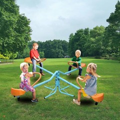 New Kids Rotating Seesaw 4 Seat Outdoor Teeter Totter Backyard Playground Toy