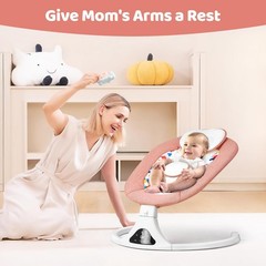 Baby Swings for Infants Pink 5 Speeds 12 Melodies Bluetooth Remote Pink