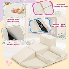 7-Piece Soft PU Climbing & Crawling Play Set for Kids, Child- Foam Blocks,