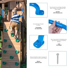 10 Inch 4 Pieces Blue Metal Safety Handles for Playground Accessories – Outdo…