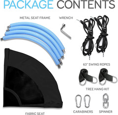 40” Saucer Swing with Tree Hang Kit & Adjustable Ropes for Kids – Black