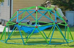 Zupapa 10FT Climbing Dome with Hammock, Jungle Gym, 1200LBS, Cyan&Green