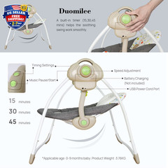 Baby Electric Swing,Soothing Portable Swing with Intelligent Music Vibration …