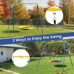 550lbs Metal Swing Sets Backyard Heavy Duty Full Steel Swing Frame A-Frame Swing