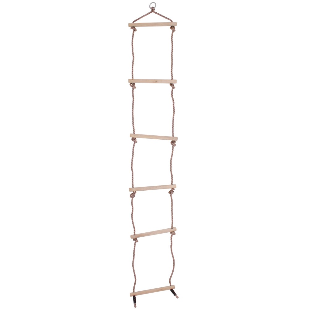 Bigjigs Toys Kids Rope Ladder (2.1m) with 6 Wooden Rungs – Sturdy Outdoor Toy