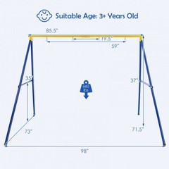 660 LBS Heavy-Duty Metal Swing Frame Park Extra Large Swing Stand Kids & Adults