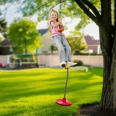 Kids Tree Swing Set with Rainbow Climbing Rope and Disc Seat