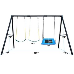600lbs Metal Swing Set Heavy-Duty Metal Playset for Kids Backyard with 3 Swings