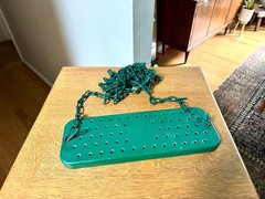 Vtg Metal Kid’s Swing | Green Chained Swing Set Swing | 1950’s Coolvent Swing