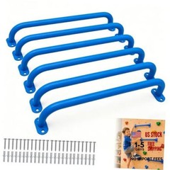 17 Inch Metal Playground Handles Set of 6, Heavy-Duty Climbing Wall Grab Blue