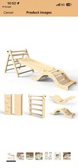 doowroodni 7-in-1 Pikler Triangle Set Wooden Toddler Climbing Gym w/ Slide