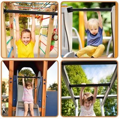 6 Pcs 16.5″ Black Outdoor Monkey Bars Set | Climbing Ladder for Playground | Inc