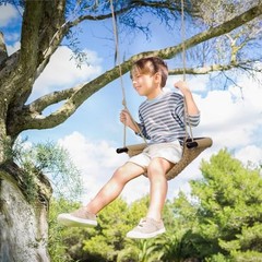 Kids Swing Seat, Heavy Duty Rope Play Secure Children 2 Pack Light Brown