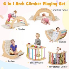 6 in 1 Climbing Arch for Toddlers with Collapsible Storage Bin Removable Cushion