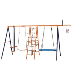 Swing Sets for Backyard 6 in 1 440lbs Capacity Metal w/ 2 Swings Climbing Ladder