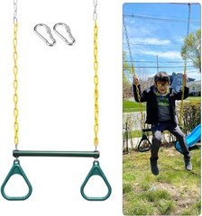 18” Trapeze Swing Bar Rings 48” Heavy Duty Plastic Coated Chains Swing Set …