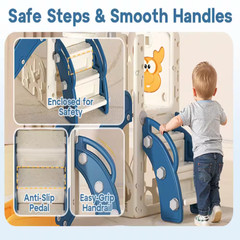6.1ft Yellow 5-In-1 Toddler Slide Indoor Outdoor Wave Slide Backyard Playground